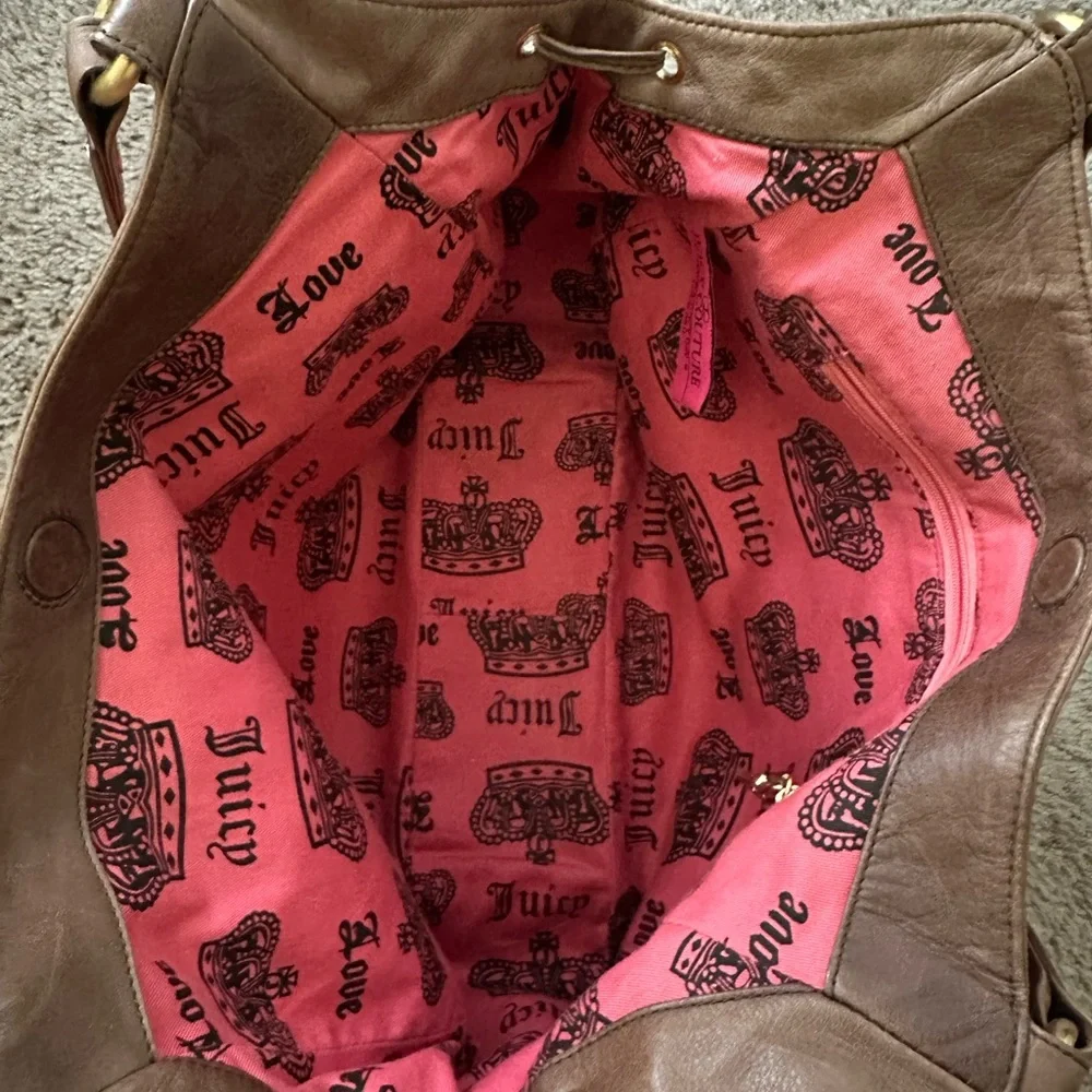 Juicy Couture Pink and Brown Shoulder Bag with Gold Hardware - Picture 3 of 7